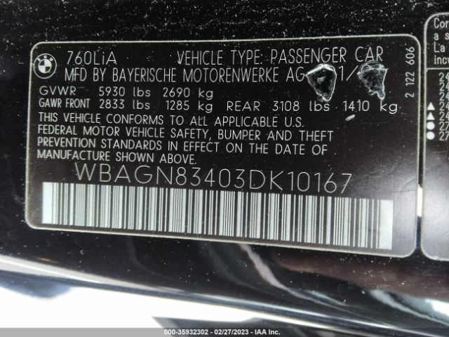 WBAGN83403DK10167 BMW 7 Series 760li