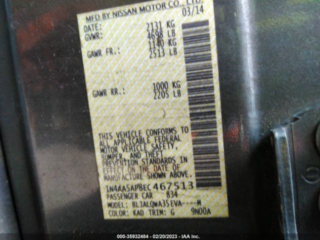 1N4AA5AP8EC467513 Nissan Maxima 3.5 S