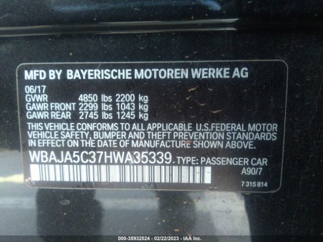WBAJA5C37HWA35339 BMW 5 Series 530i