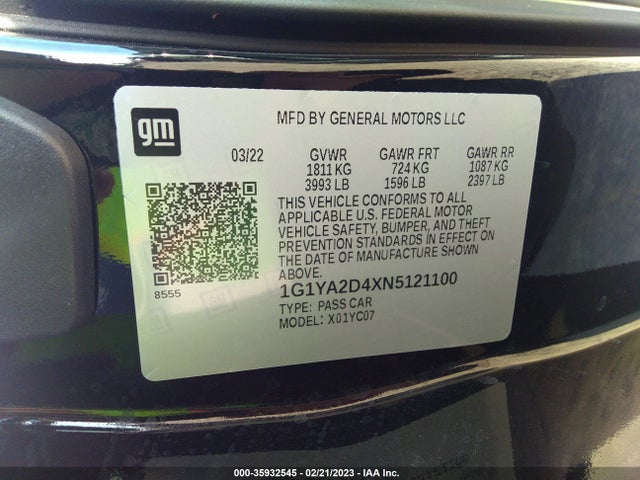 Chevrolet Corvette 1lt 2022 1G1YA2D4XN5121100 Image 10