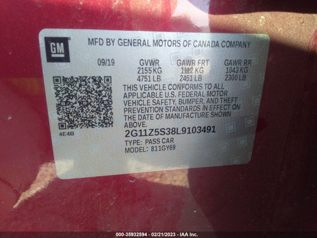 Chevrolet IMPALA LT 2020 2G11Z5S38L9103491 Image 10