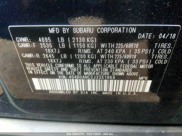 4S4BSANC2J3351869 Subaru Outback Limited