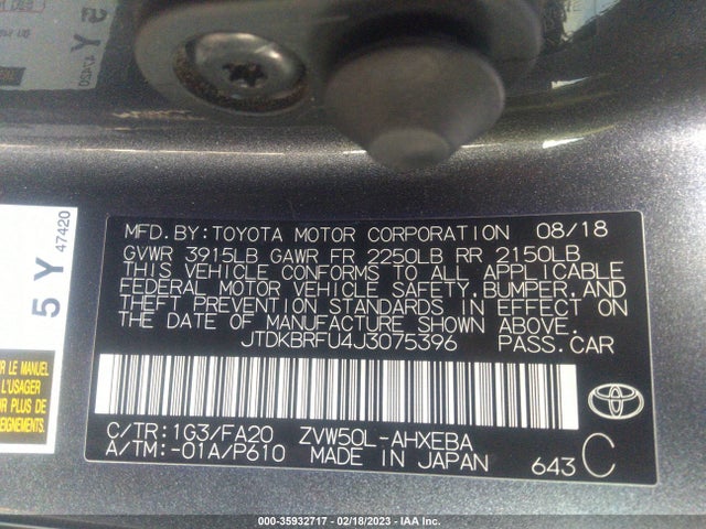 Toyota Prius Two/two Eco/three 2018 JTDKBRFU4J3075396 Image 11
