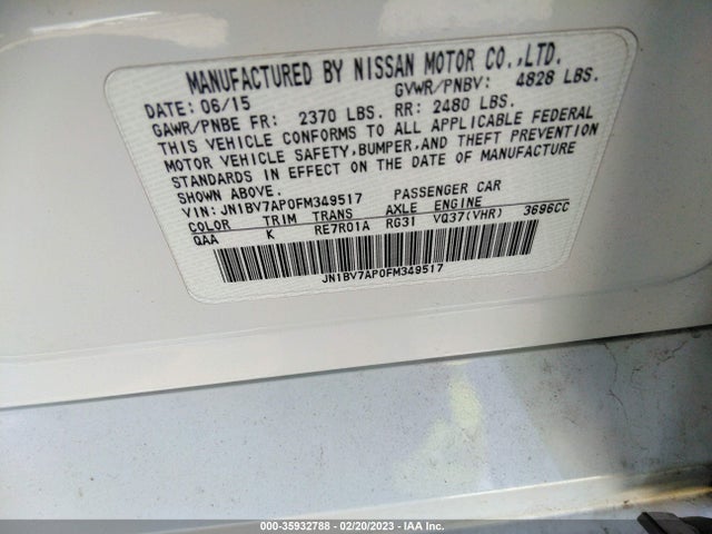 2015 Infiniti Q50, VIN: JN1BV7AP0FM349517