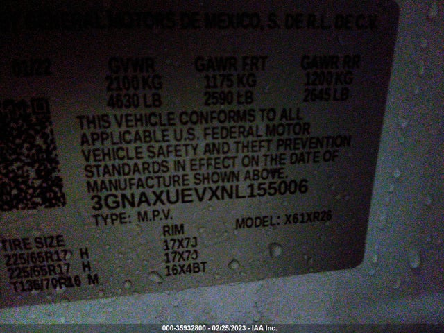 Chevrolet EQUINOX LT 2022 3GNAXUEVXNL155006 Image 9