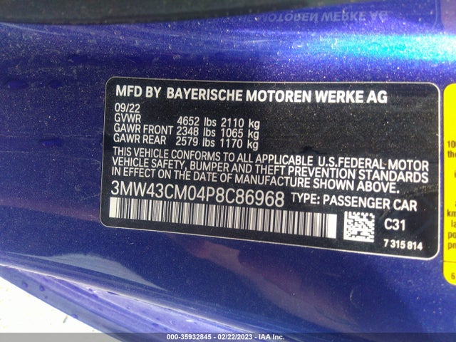 2023 BMW 2 Series, VIN: 3MW43CM04P8C86968
