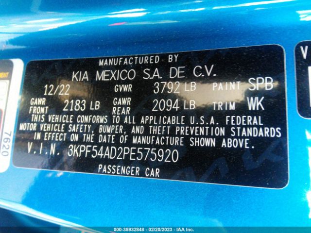 3KPF54AD2PE575920 KIA Forte Gt-line