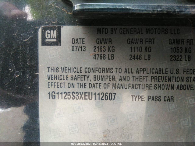 2014 CHEVROLET IMPALA LT VIN: 1G1125S3XEU112607