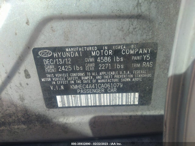Hyundai SONATA HYBRID 2012 KMHEC4A41CA061079 Image 10