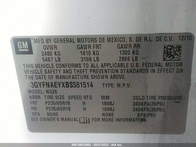 Cadillac Srx Luxury Collection 2011 3GYFNAEYXBS581514 Image 10