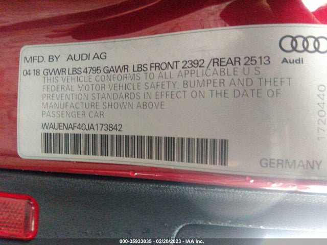 WAUENAF40JA173842 Audi A4 Premium Plus