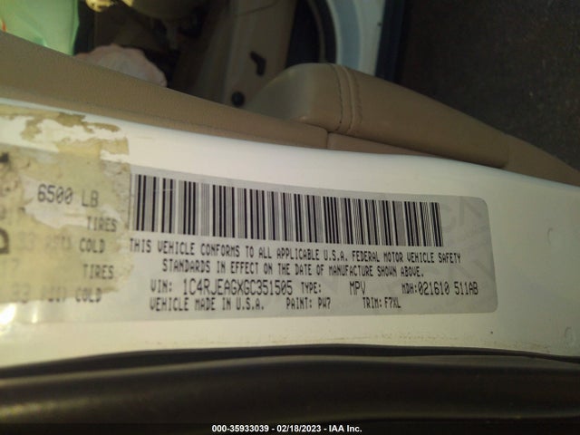 1C4RJEAGXGC351505 Jeep Grand Cherokee Laredo