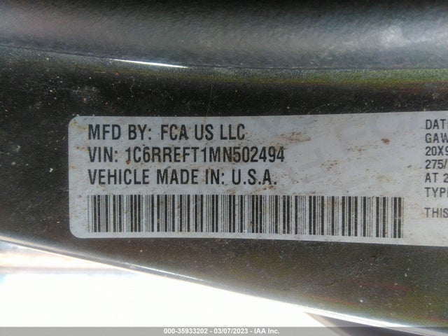 RAM 1500 Big Horn 2021 1C6RREFT1MN502494 Image 10