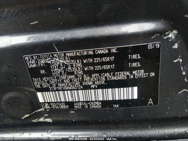Toyota Rav4 Xle 2019 2T3P1RFV6KW060124 Image 10