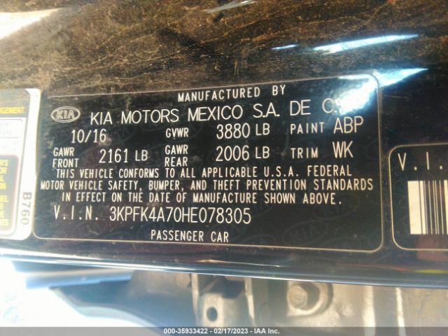 3KPFK4A70HE078305 KIA FORTE LX