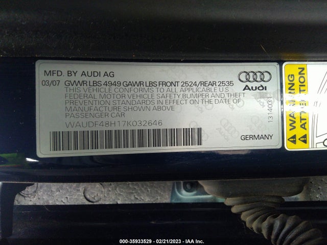 WAUDF48H17K032646 Audi A4 2.0T