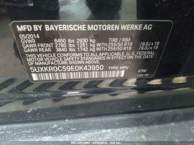 BMW X5 Xdrive35i 2014 5UXKR0C59E0K43950 Image 9