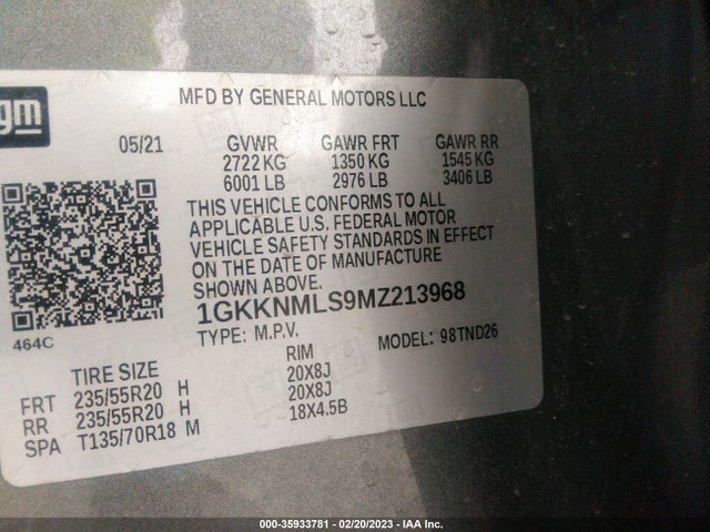 GMC ACADIA SLT 2021 1GKKNMLS9MZ213968 Image 9