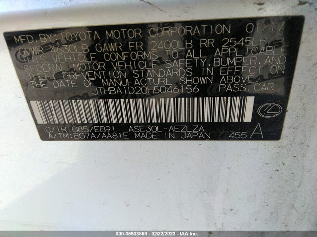 JTHBA1D20H5046156 Lexus Is Is Turbo