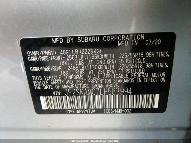 JF2SKAMC7LH583994 Subaru Forester Sport