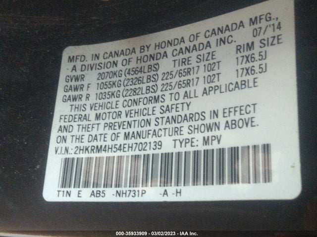Honda CR-V EX 2014 2HKRM4H54EH702139 Image 9