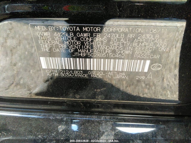 JTHBF5C2XB5150462 Lexus IS 250