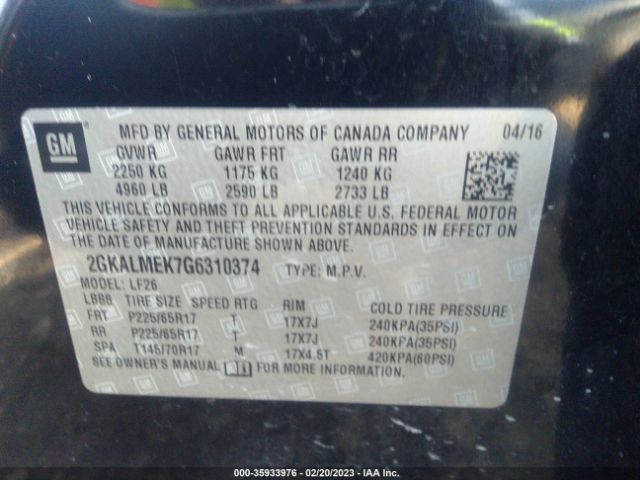 2GKALMEK7G6310374 GMC Terrain Sle