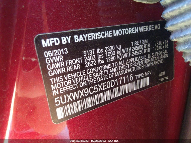 BMW X3 Xdrive28i 2014 5UXWX9C5XE0D17116 Image 9