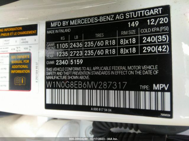 W1N0G8EB6MV287317 Mercedes-Benz Glc Glc 300
