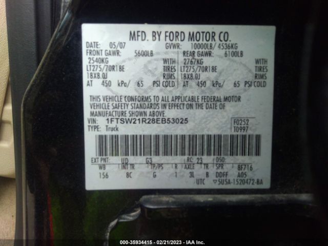 2008 FORD SUPER DUTY F-250 1FTSW21R28EB53025 Photo 8