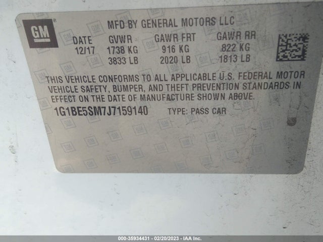 Chevrolet CRUZE LT 2018 1G1BE5SM7J7159140 Image 11