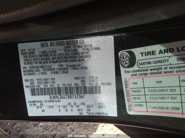Lincoln MKZ 2011 3LNHL2GC7BR757367 Image 10