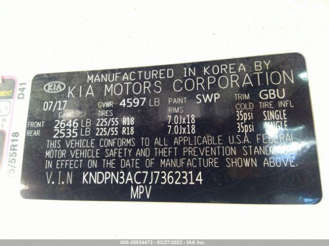 KNDPN3AC7J7362314 KIA Sportage Ex
