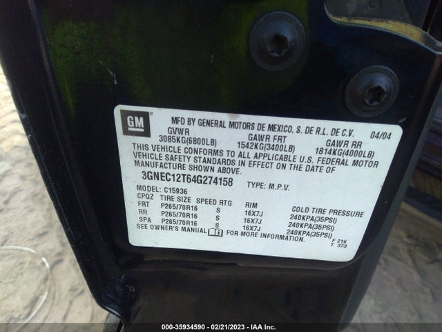 Chevrolet Avalanche 2004 3GNEC12T64G274158 Image 10