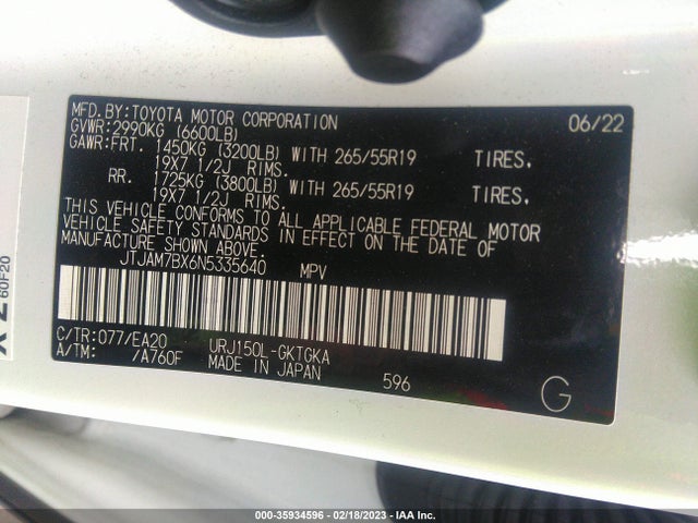 JTJAM7BX6N5335640 Lexus Gx Gx 460 Premium