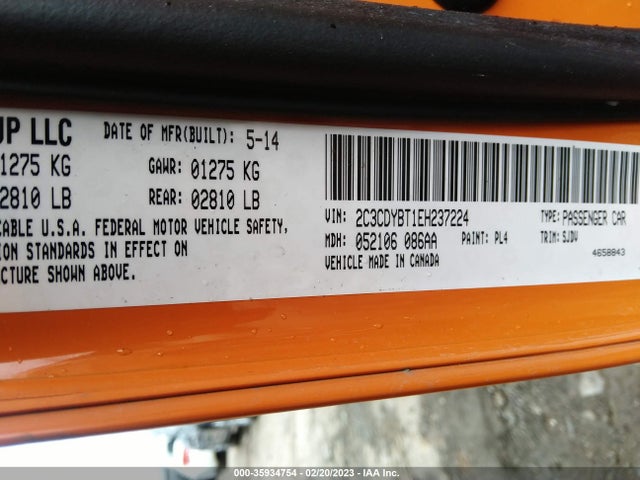 Dodge Challenger Shaker Pkg 2014 2C3CDYBT1EH237224 Image 9