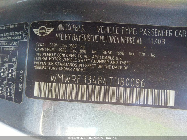 WMWRE33484TD80086 Mini COOPER HARDTOP