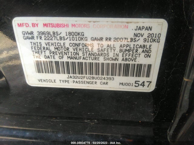 JA32U2FU2BU024393 Mitsubishi LANCER ES