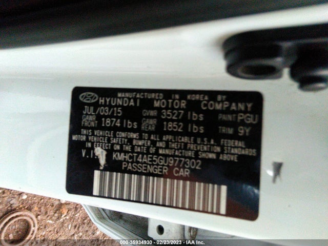 2016 HYUNDAI ACCENT SE VIN: KMHCT4AE5GU977302