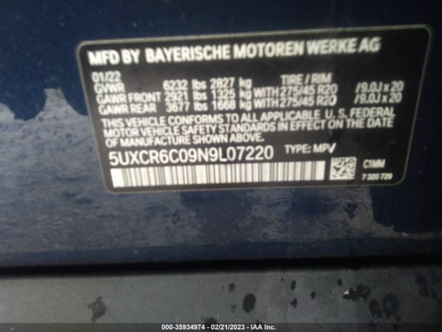 5UXCR6C09N9L07220 BMW X5 Xdrive40i