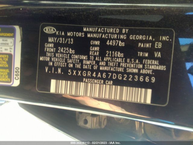 5XXGR4A67DG223669 KIA OPTIMA SX
