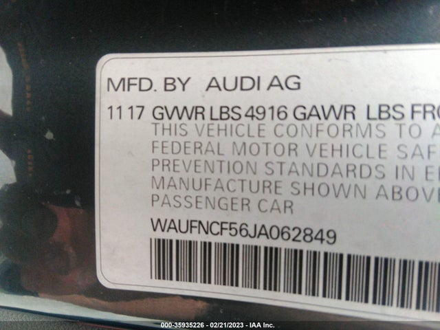 WAUFNCF56JA062849 Audi A5 Sportback Prestige