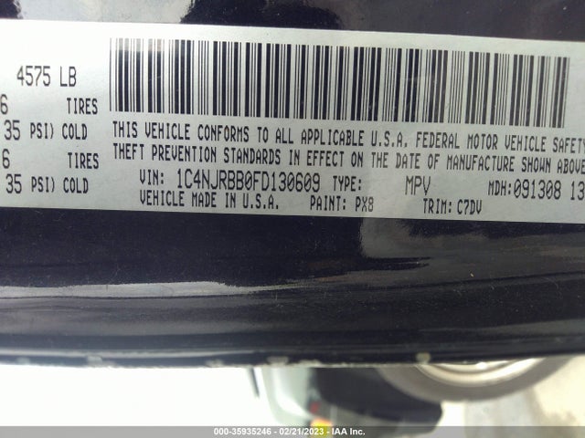 2015 JEEP PATRIOT SPORT VIN: 1C4NJRBB0FD130609
