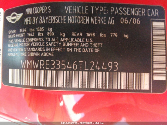 WMWRE33546TL24493 Mini Cooper Hardtop S