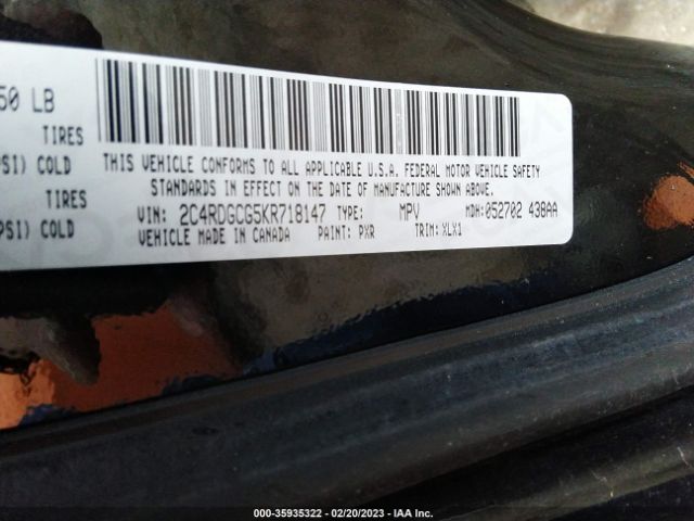 2C4RDGCG5KR718147 Dodge Grand Caravan Sxt