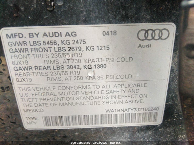 WA1BNAFY7J2166240 Audi Q5 Premium Plus