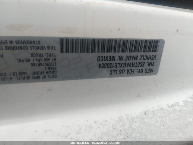 2020 Ram Promaster, VIN: 3C6TRVAGXLE135324