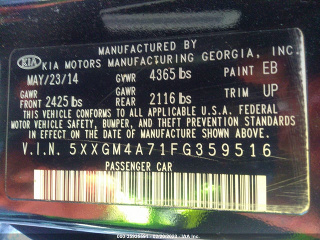 KIA Optima Lx 2015 5XXGM4A71FG359516 Image 10