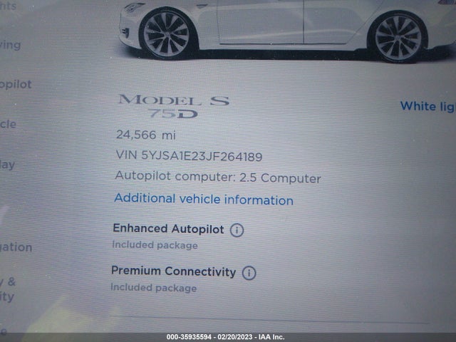 2018 Tesla Model S, VIN: 5YJSA1E23JF264189