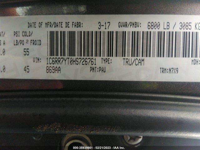 1C6RR7YT0HS726761 RAM 1500 Rebel